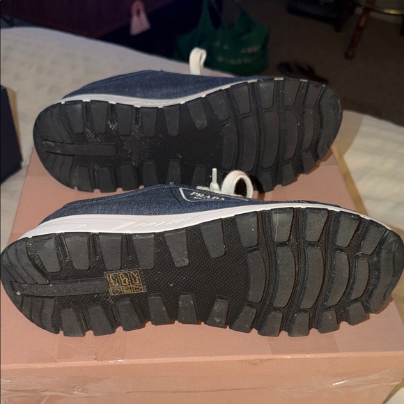 Prada Blue Denim Sneakers with White Accents - Picture 5 of 6